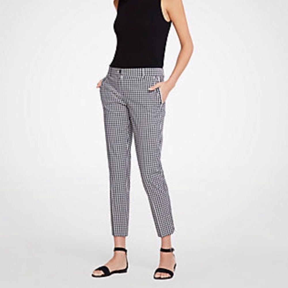 Ann Taylor The Cotton Crop Casual Black & White Gingham Pants Women’s Size 4 NWT
